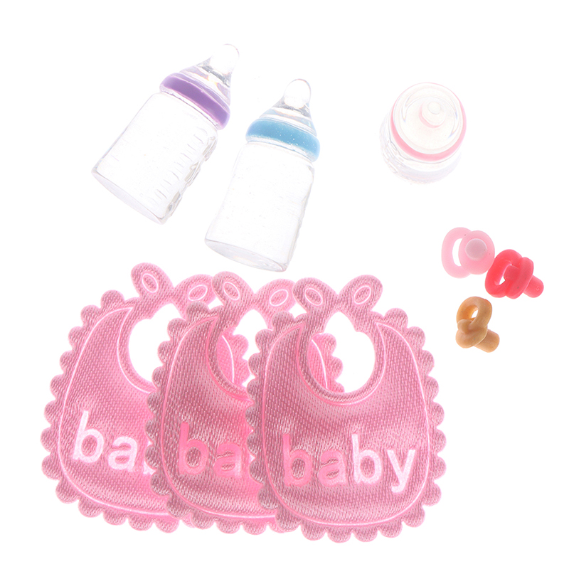 Baby Nursery Kit - Miniatur-Babyflaschen, Schnuller, Lätzchen, Set für Puppenhaus,