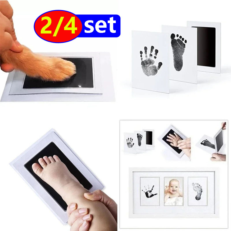 Footprint Ink Kit - Babypflege, ungiftiges Baby-Handabdruck-Fußabdruck-Aufdruck-Set, Baby-Souvenirs, Neugeborenen-Fußabdruck-Stempelkissen für