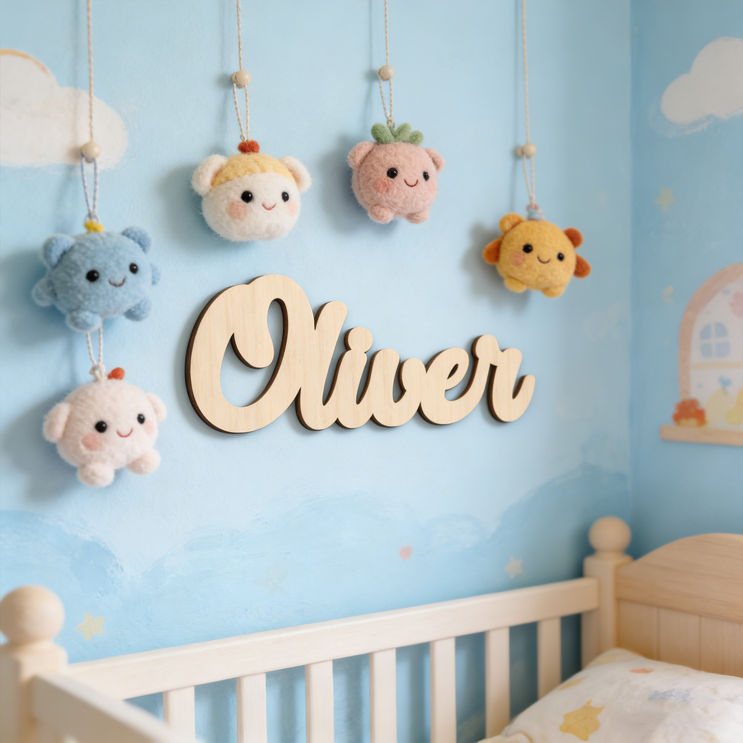 Baby Name Wall Art - 1 Stück niedliches Namensschild für das