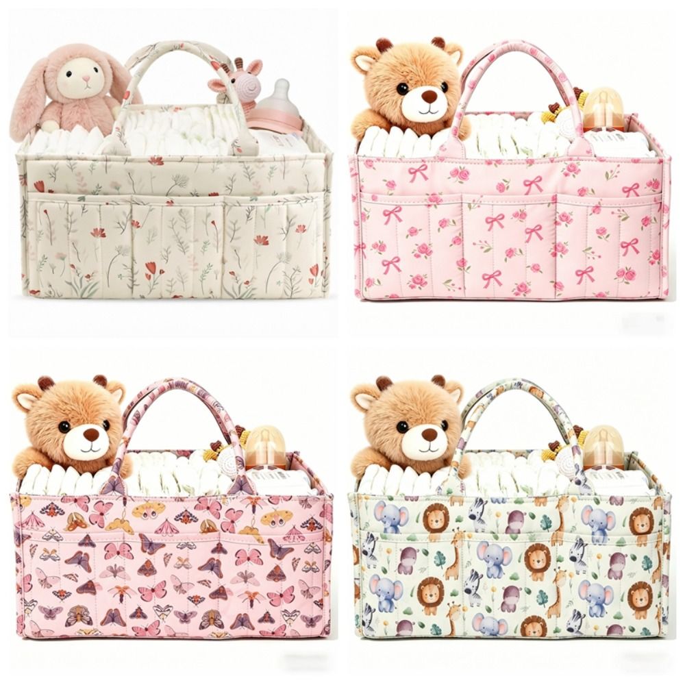 Baby Nursery Essentials - Blumenmuster Baby Windel-Organizer Tragbarer Großer Aufbewahrungskorb