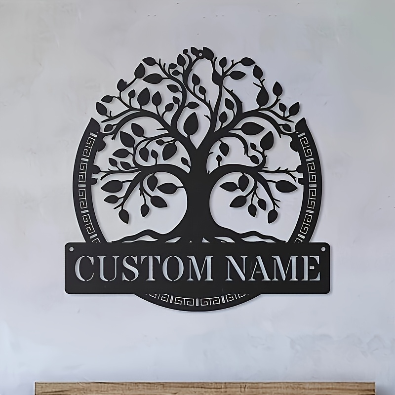 Baby Name Wall Art - Maßgefertigte Metall-Wandkunst des Lebensbaumes. Personalisiertes Familiennamensschild.