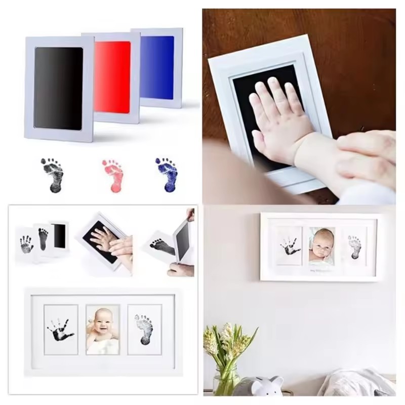 Footprint Ink Kit - Baby-Handabdruck-Fußabdruck-Tintenpads, sicher, ungiftig, berührungslos, tintenlose Stempelkissen-Sets,