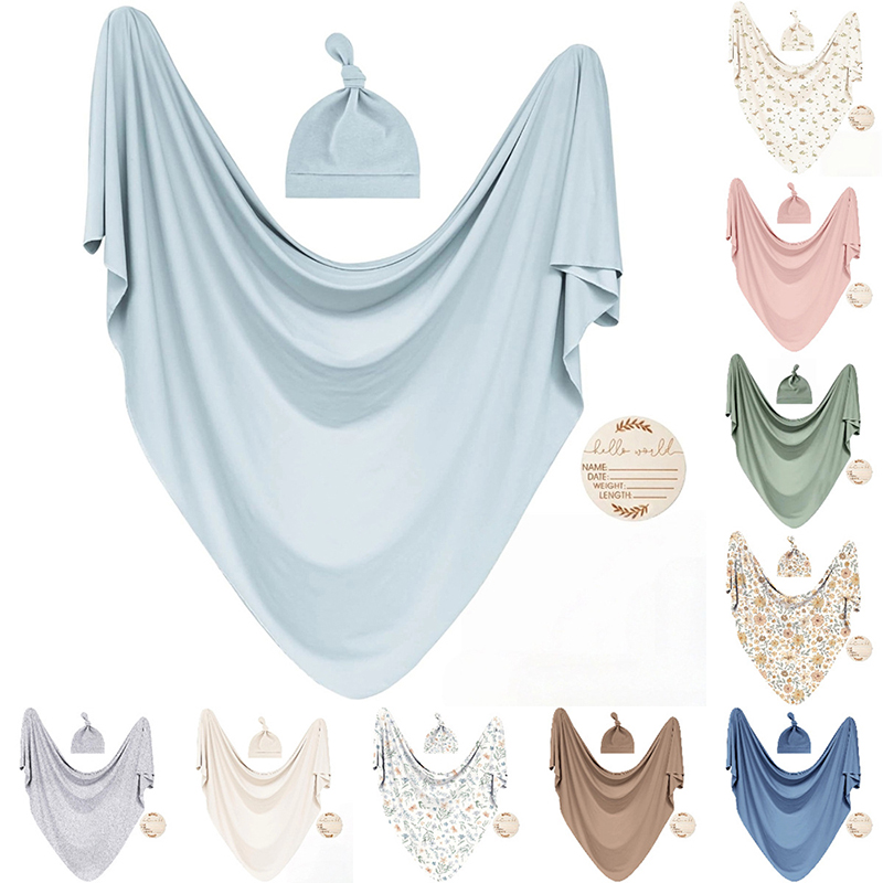 Baby Nursery Kit - Baby-Pucktuch-Empfangsdecken mit passender Beanie-Set, Wickeltuch für