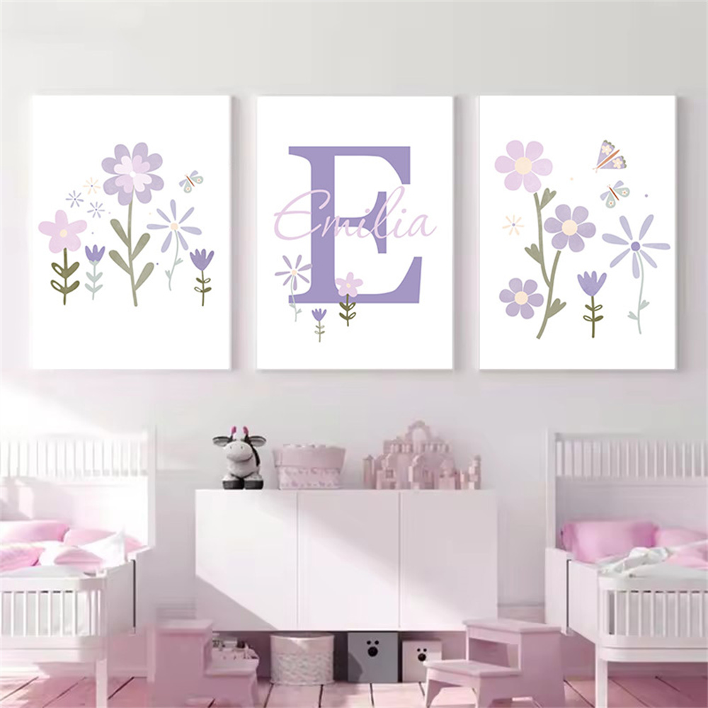 Baby Name Wall Art - Baby Mädchen Name Benutzerdefinierte Poster Lila
