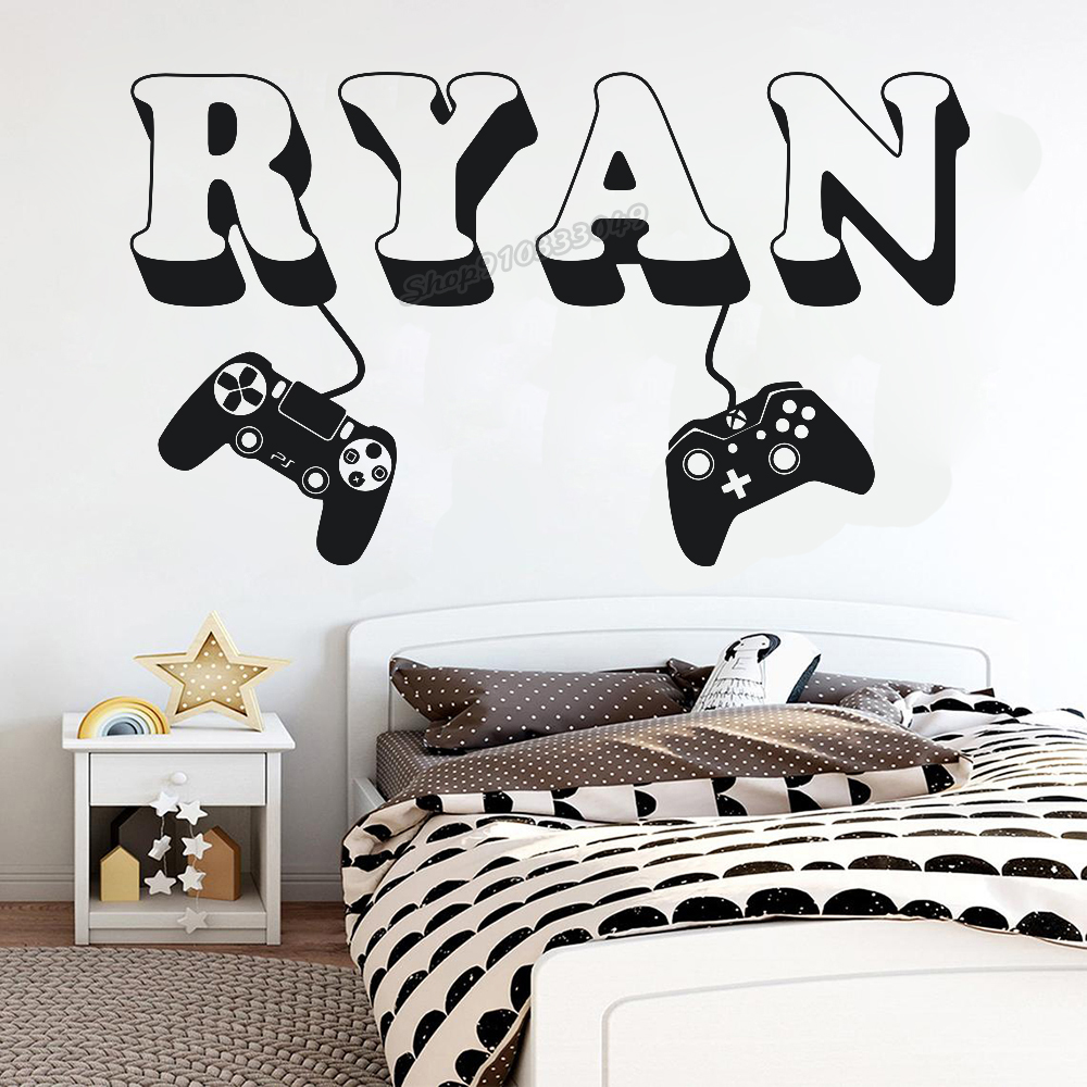 Baby Name Wall Art - Gamer Wandaufkleber Benutzerdefinierter Name Controller Videospiel