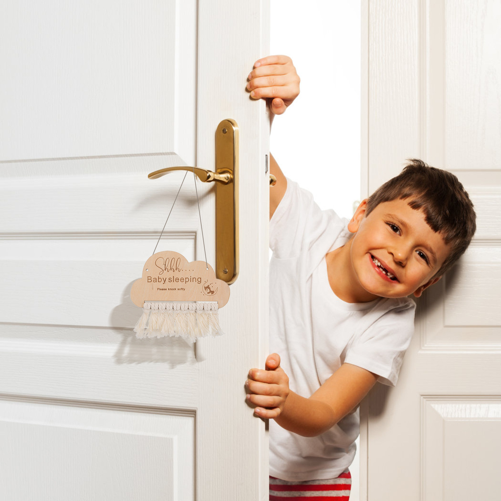 Baby Nursery Essentials - Holz-Babyschlaf-Schild Türhänger Kinderzimmer-Deko Schlaf-Erinnerung für Haustür,