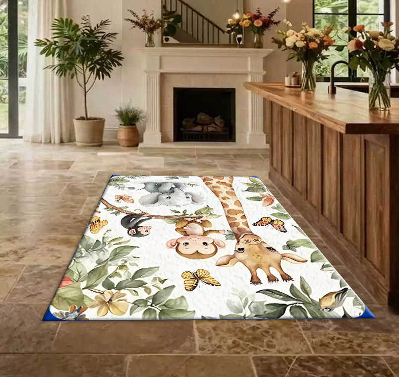 Aquarell-Dschungel-Baby-Tier-T – Baby Nursery Jungle Rug Bewertung und Preis