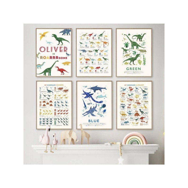Dinosaurier-Zahlen Lernposter  – Baby Name Wall Art Bewertung und Preis