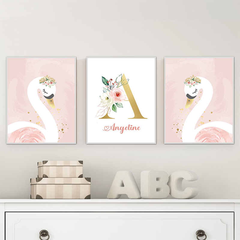 Rosa Krone Schwan Golden Maßge – Baby Nursery Name Letters Bewertung und Preis