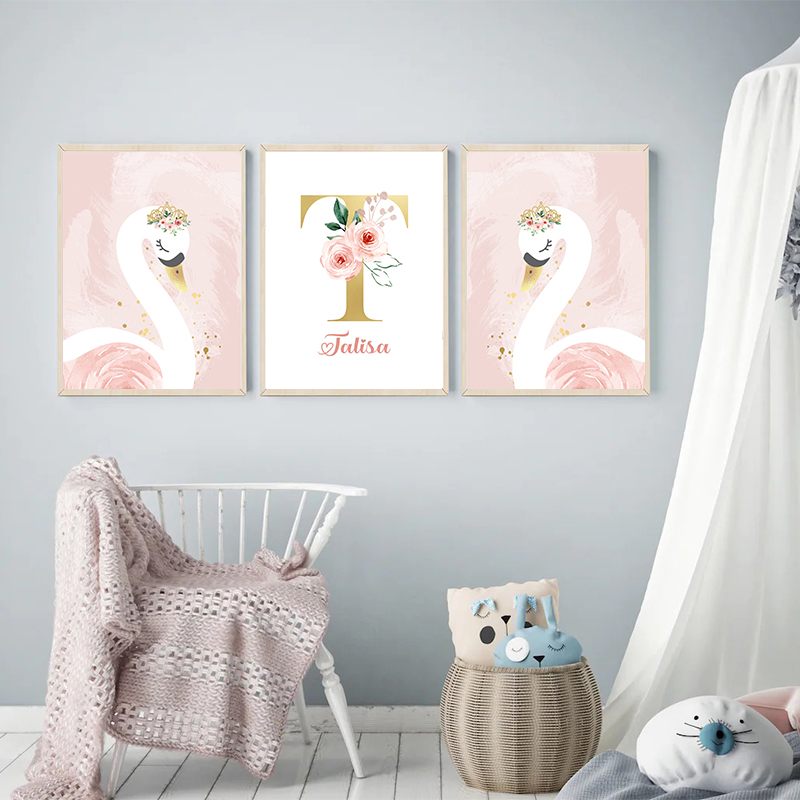 Rosa Krone Schwan Golden Maßge – Baby Nursery Name Letters Bewertung und Preis
