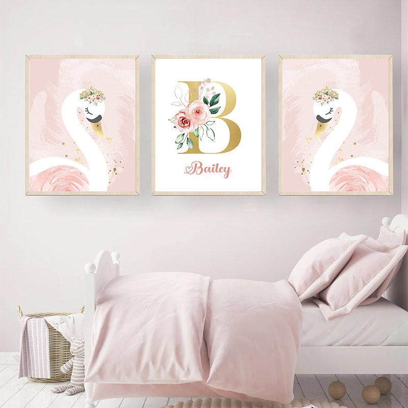 Rosa Krone Schwan Golden Maßge – Baby Nursery Name Letters Bewertung und Preis